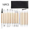 6-Piece Pottery Clay Tool Set: Double-Headed Lace and Sculpture Knives with Red Wood Handles