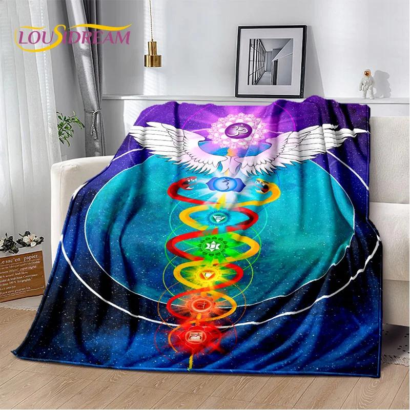 Naturalize Yoga Zen Meditation Rainbow 7 Chakra Blanket,Flannel Throw Blanket for Home Bedroom Bed Sofa Picnic Hiking Cover Kids