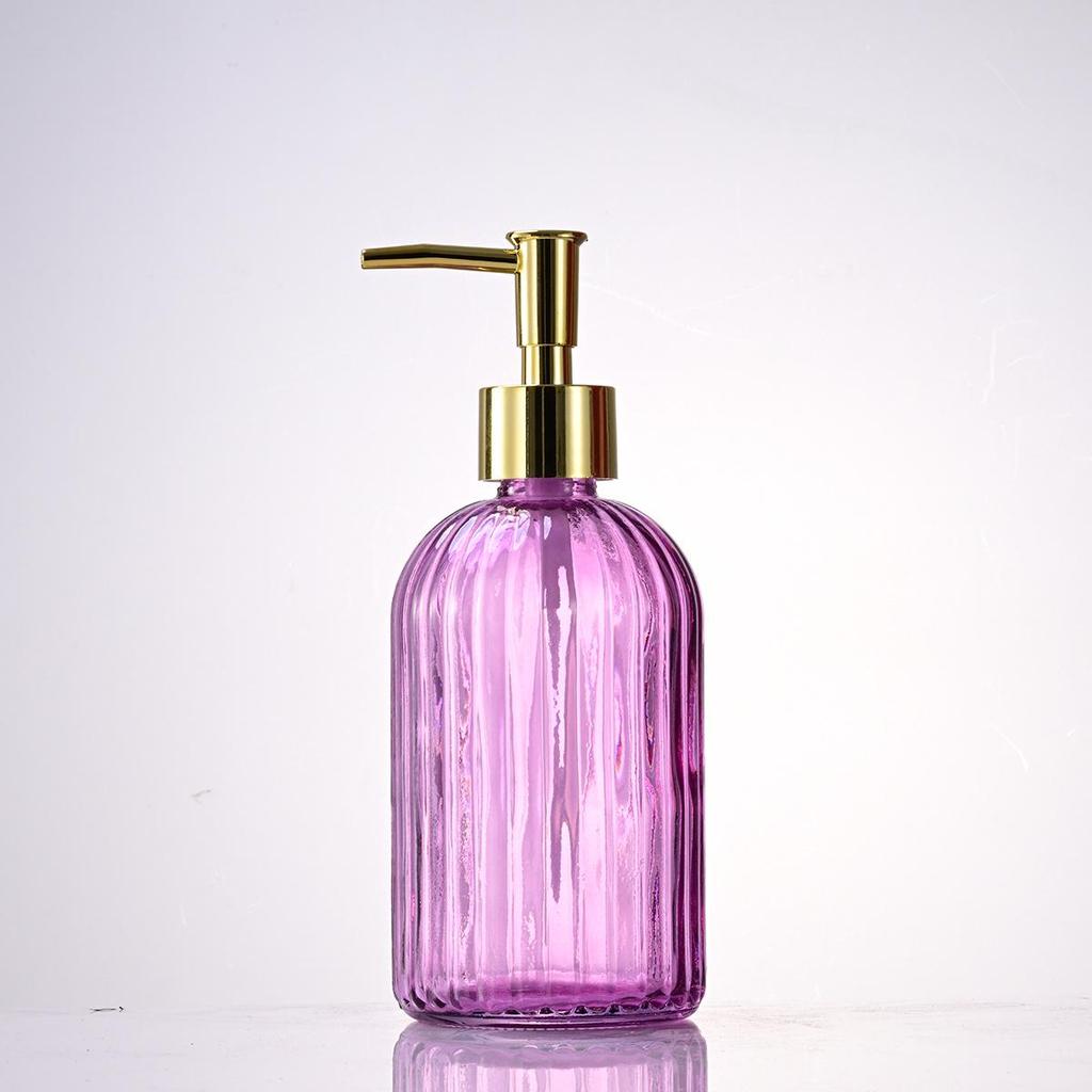 Nordic Large Capacity Vertical Stripe Glass Bottle for Hand Sanitizer, Shampoo, or Shower Gel