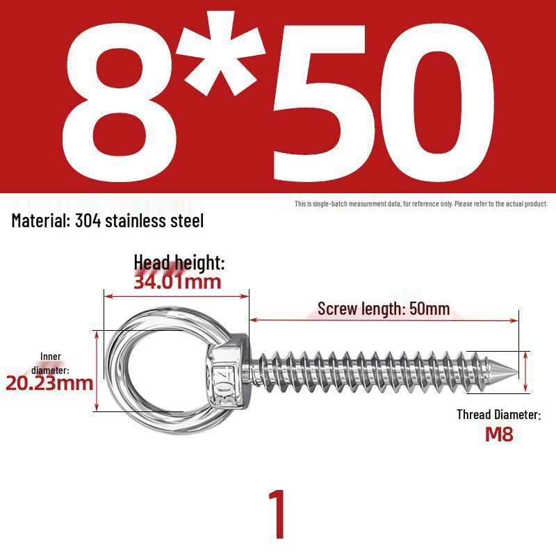 304 Stainless Steel Self-Tapping Eye Bolt with Ring Screw Hook