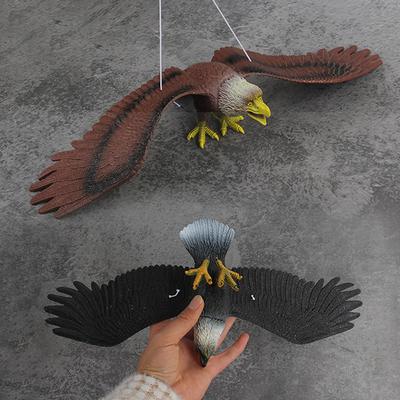 1 Piece Outdoor Eagle Figurine Hanging Bird Deterrent Plastic Eagle Ornament Vivid Flying Bird Hawk Decoy Garden Scarecrow