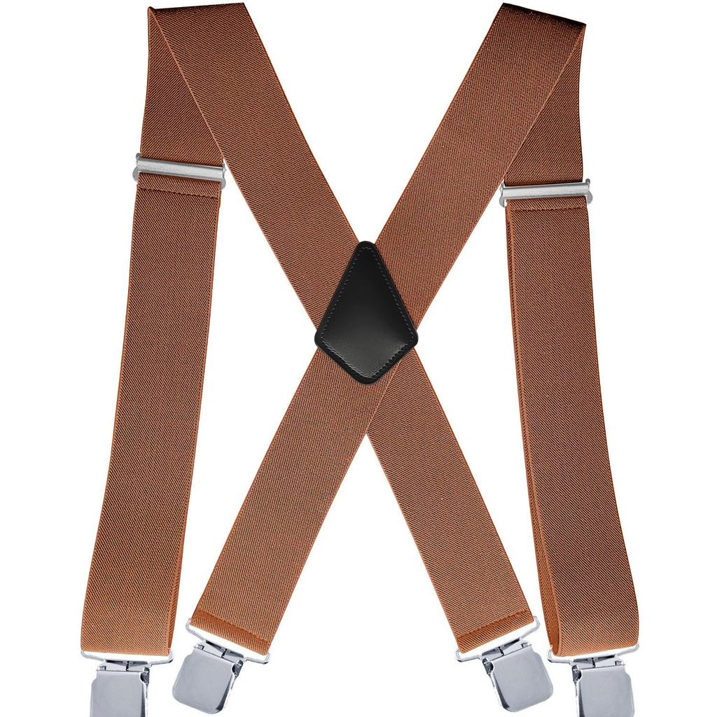 Doucharming Herren 5cm Elastische X-Form Verstellbare Hosenträger mit Metallclips