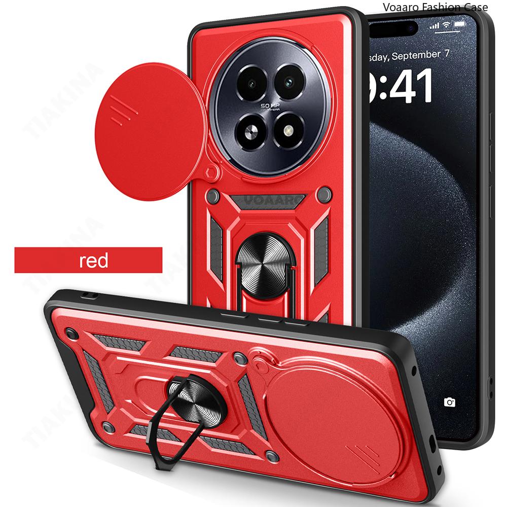 Slide Lens Armor Funda for Realme 13 Plus 5G Case Magnetic Ring Stand Cover for Realme 13 Pro 5G China P1 Speed 5G Global Case