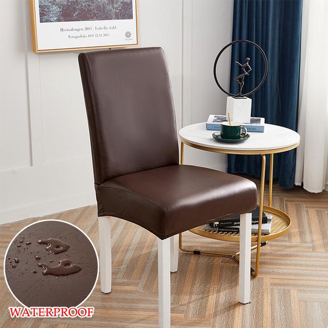 

Кожаный чехол на обеденный стул, водонепроницаемый эластичный чехол на стул, эластичные чехлы на стулья для столовой, свадьбы, отеля, банкета 1 Piece