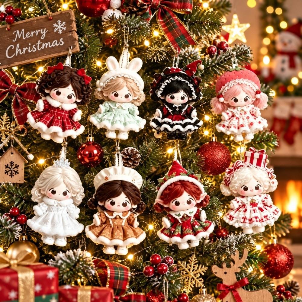 8/10/12 Adet Noel Baba Yılbaşı Ağacı Süsleri 2D Düz Xmas Dekorasyonu Tatil Partisi