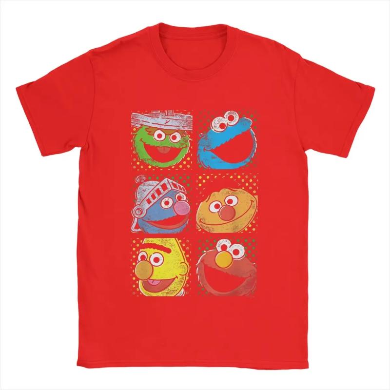 Men T-Shirts Sesames Monnsster Streets Group Squares Funny Cotton Tees Short Sleeve Cookie Moonnster T Shirts O Neck Tops