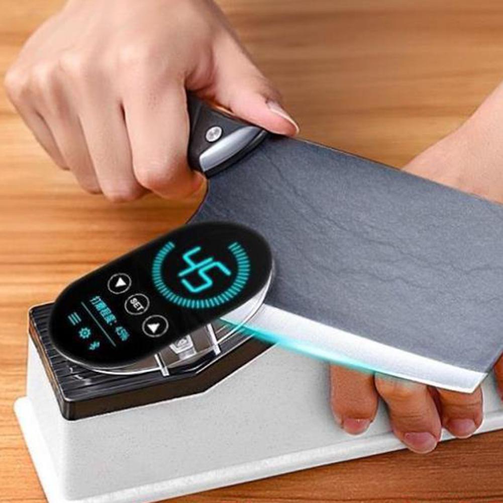 Elektrischer Messerschärfer, Zweiseitiger Schärfer mit Basis, Schutzabdeckung, Leistungsstarker Motor Professioneller Elektrischer Messerschärfer Geschenk Für Freund