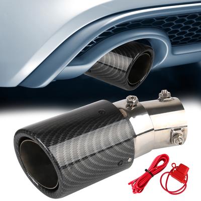 Carbon Fiber Tail Pipes Universal Car Modified With Red/Blue LED Flaming Luminous 63-65mm Inlet Car Exhaust Muffler Pipe