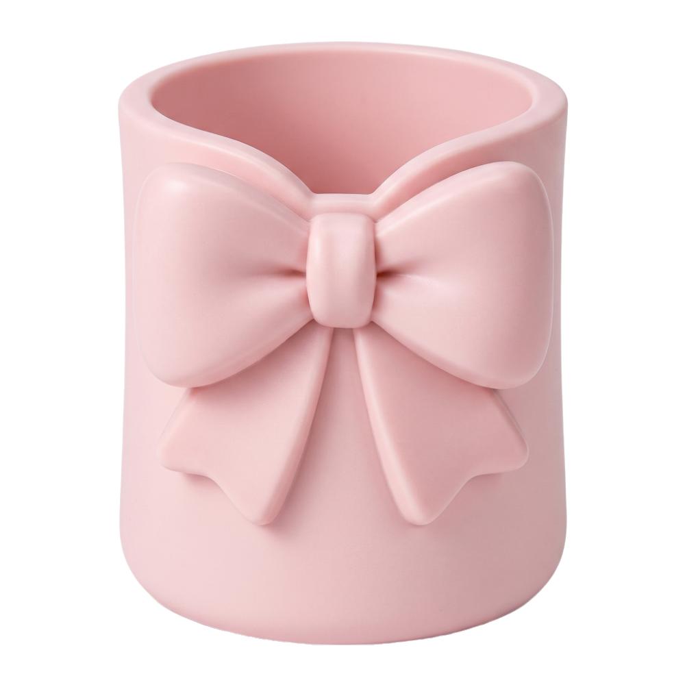 

Multi-function Bow Pen Holder Creative Desktop Organizer Simple Makeup Brush Storage Case Student розовый