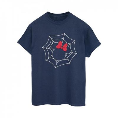 Damen/Mädchen Minnie Mouse Spider Web Baumwolle Boyfriend T-Shirt