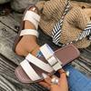 Women's Buckle Flat Slipper Peep Toe Retro Style Beach Sandal