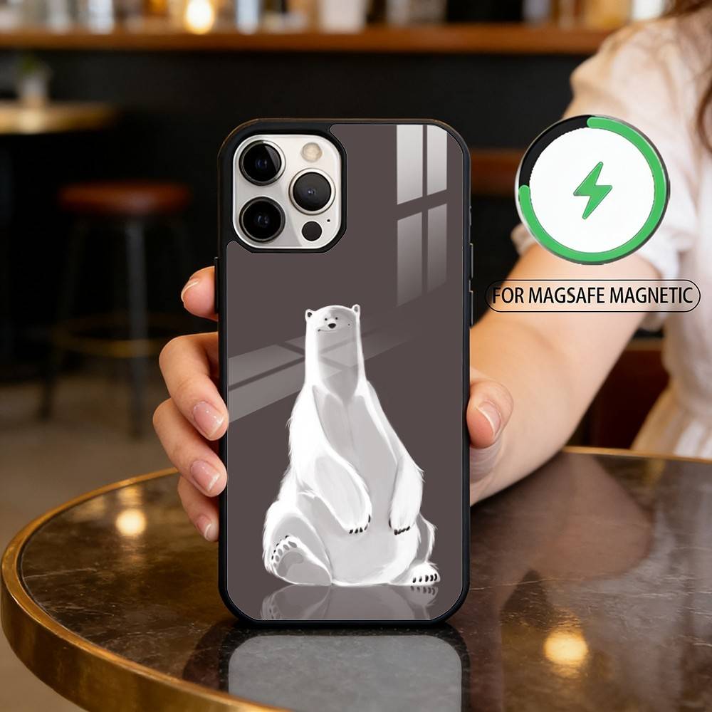 A-Animal P-Polar B-Bear Phone Case For iPhone17,16,15,14,13,12,11 Plus,Pro Max Magnetic For Magsafe Wireless Charging