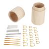 Sewing Needle Storage Bottle Wooden Holder Tube Portable Compact Case Household Supplies Carved Wool Knitting with