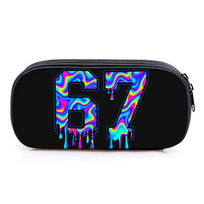Hot Sales Colorful Number 67 Print Layered Fabric Pencil Case Quality 3D Cartoon Pen Bag Best Gift Boys/Girls School Supplies