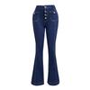 YYFS Women's Fashion Denim Casual Solid Color Print High Waist Buttons Trousers Pants & Capris