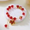 Minimalist Handmade Beaded Tassel Bracelet for Women Exquisite Red Crystal Maple Leaf Pendant Bracelet Friendship Jewelry Gifts