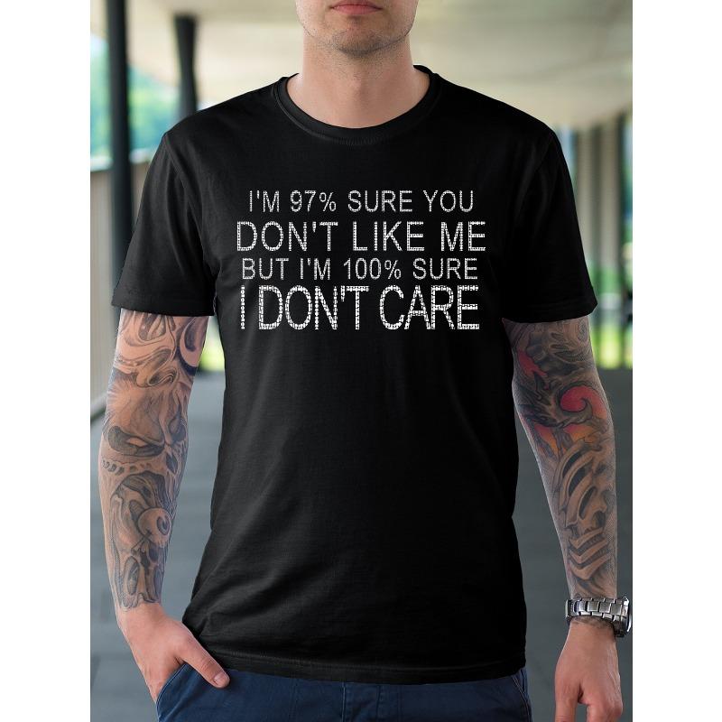 

European sizes Men s Oversized I DON T CARE Print T-Shirt - Text Casual Summer Tee with Medium-Stretch Fabric, Round Neck Loose Fit Top 4XL