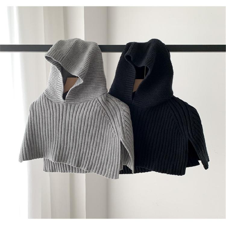 Knit Scarf Cap for Women Solid Color Hooded Shawl Winter Windproof Neckwrap Hat