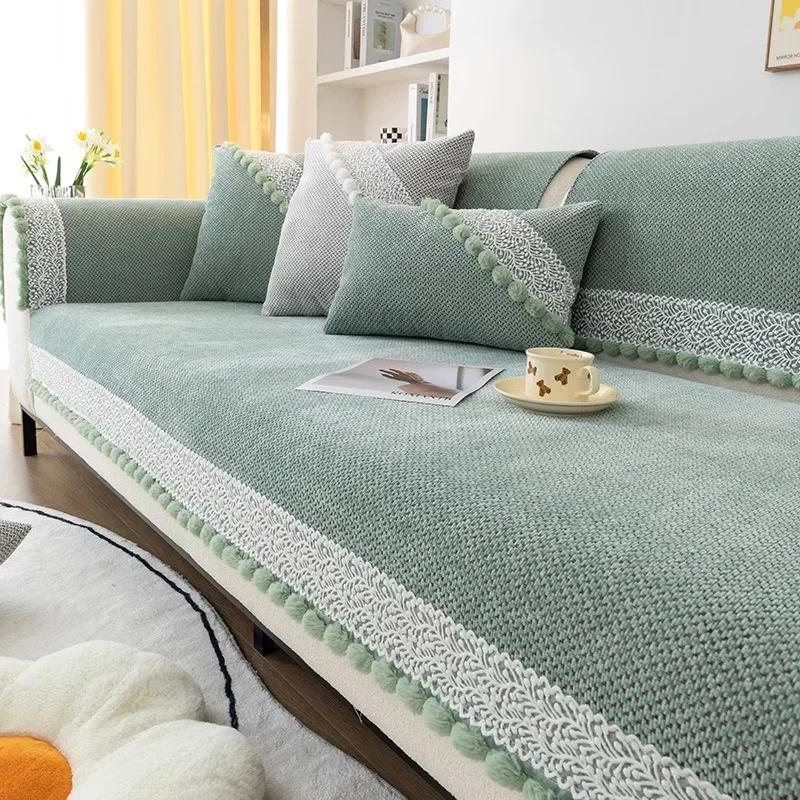 Vier Jahreszeiten Universal-Sofakissen mit Ballquasten, modernes Sofakissen im schlichten Stil, für den Haushalt, Wohnzimmer, rutschfeste Sofabezüge