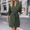 Autumn new women's solid color long-sleeved dress