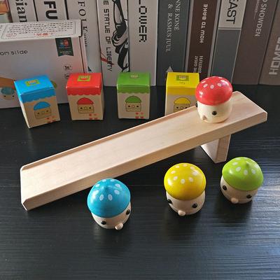 Wooden Building Block Colorful Fun Mushroom Slide Slide Early Education Puzzle Sliding Toy New Fun Toy