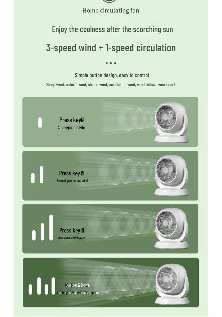 High-Power Ultra-Quiet Multifunctional Desktop Fan for Air Circulation