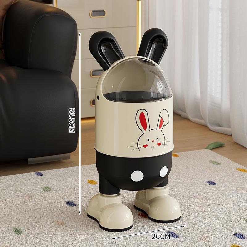 Adorable Rabbit Flip-Top Trash Can with Lid for Kids - Large Capacity for Home, Bedroom, or Bathroom.