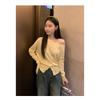 2026 Early Spring Women's Off-Shoulder Knit Sweater, Slim Fit Outerwear, Base Shirt, High-End Sweater