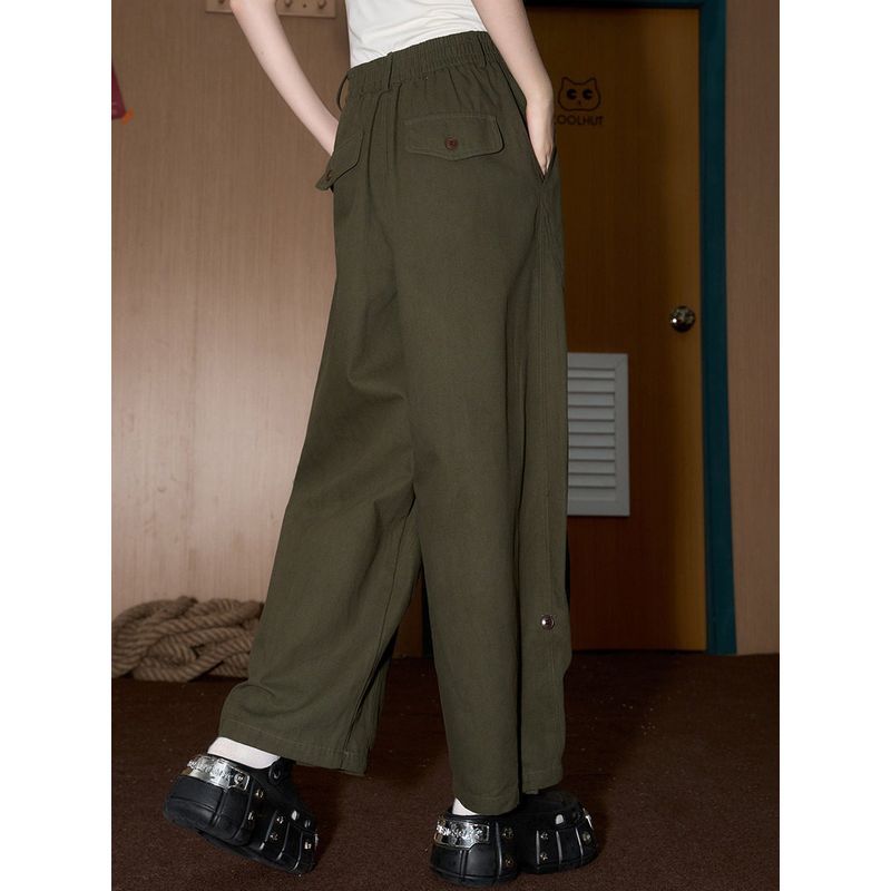 Coolhut American Retro Versatile Loose Cargo Pants Straight-Leg New High-Waisted Women's Casual Pants with Drape