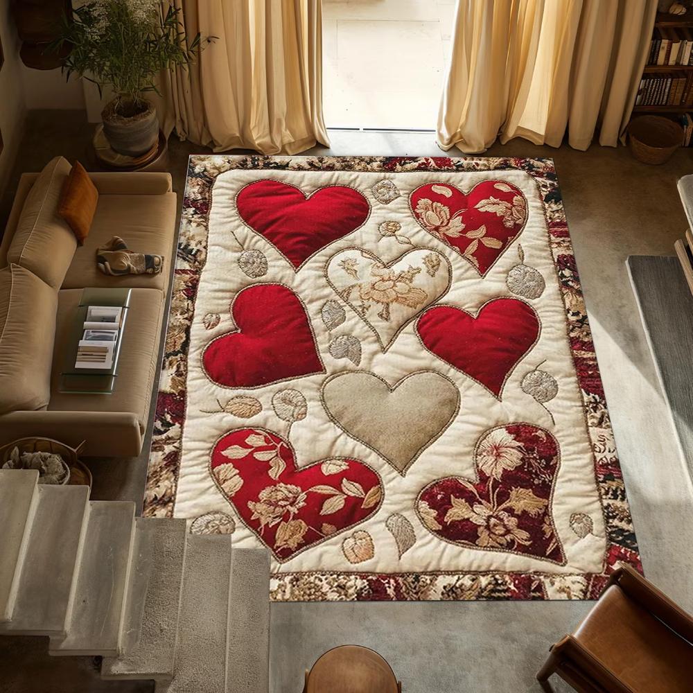 

Red Bishop Bird Printed Carpet Love Flower Pattern Decorative Door Mat Entrance Living Room Bedroom Festive Atmosphere Rug 40x60cm