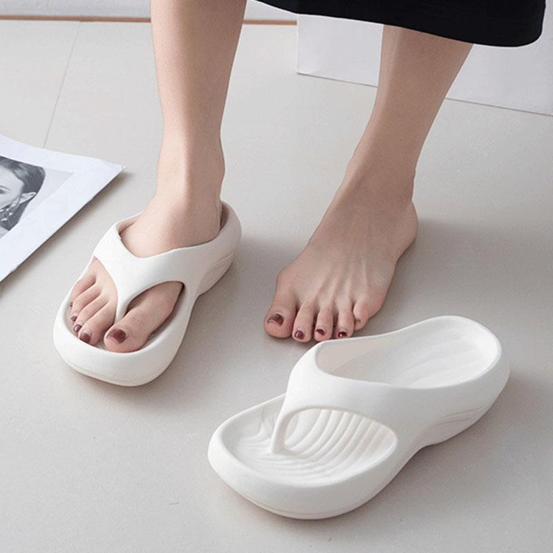 

Модные шлепанцы-вьетнамки на толстой подошве облако женские летние нескользящие мягкие пляжные шлепанцы женские однотонные легкие повседневные шлепанцы 40-41 белый