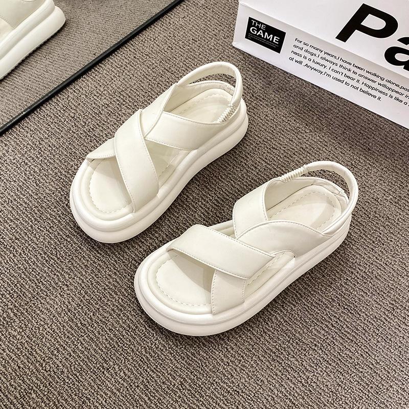 Sandals women's 2025 new summer Internet celebrity outer wear fashionable versatile platform fairy with skirt Roman beach shoes