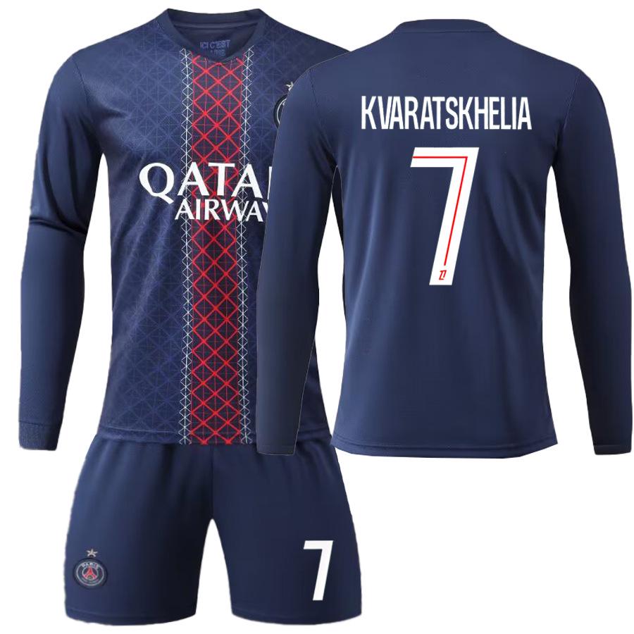 

Paris Home Long Sleeve Jersey: #7 Kvaratskhelia, #10 Dembélé, #29 Barcola. XS