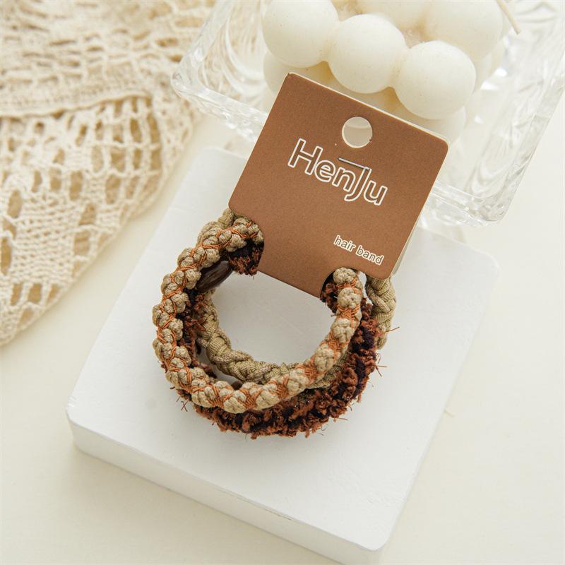 Vintage Coffee Color Rubber Bands For Women Fashion Elastic Hairbands Headbands Ponytail Hair Ropes Hair Loop Girls Hair Accessories