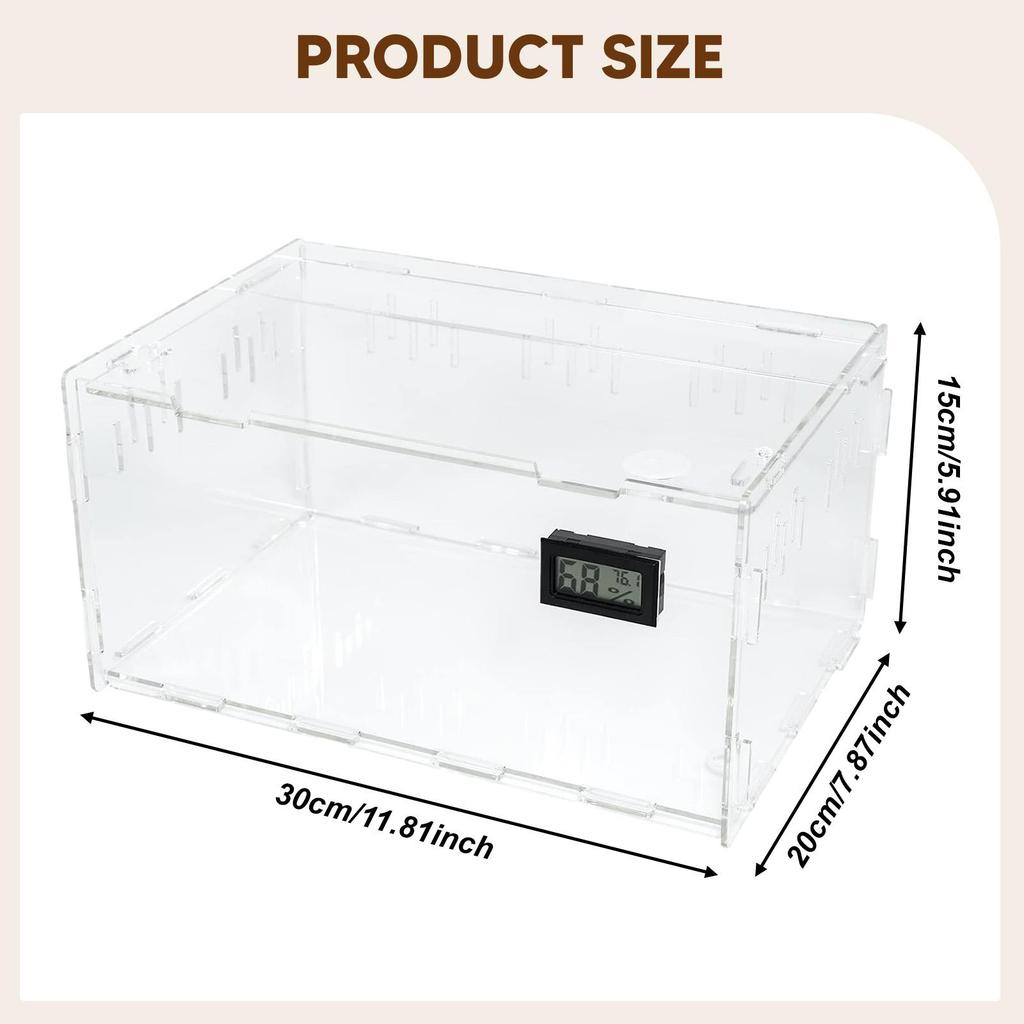 Reptile Terrarium Breeding Tank Hatching Container Versatile Transparent Reptile Feeding Box Tarantula Enclosure for Lizard