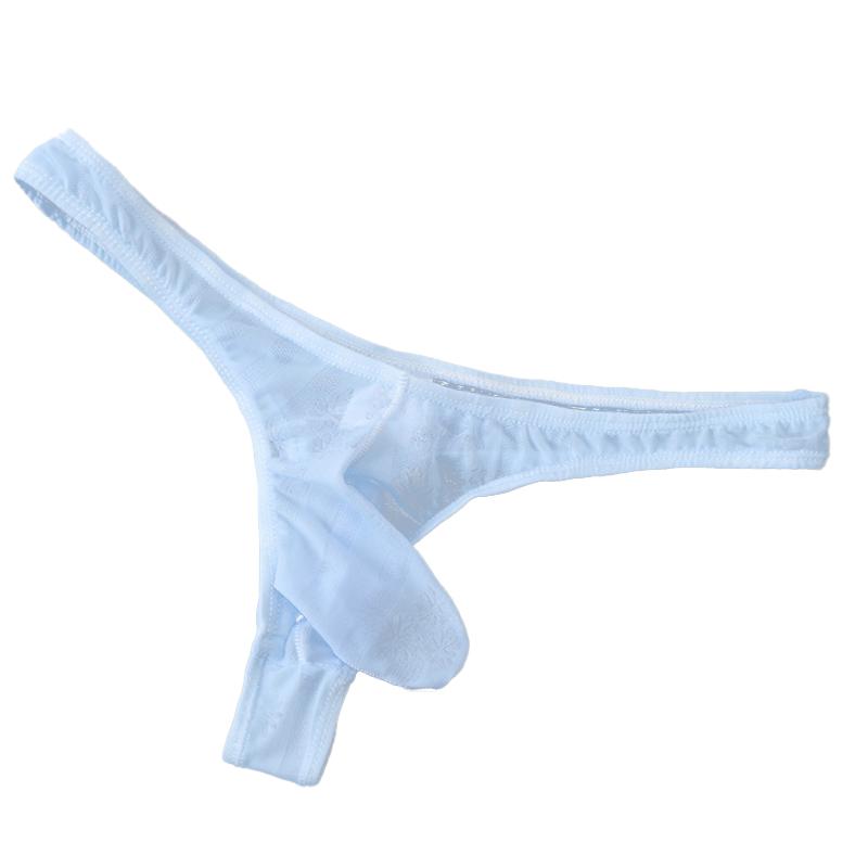 1Pc Thong Panties Nylon Briefs Sheer Bulge Pouch Underwear Ice Silk Sexy G-string Men's