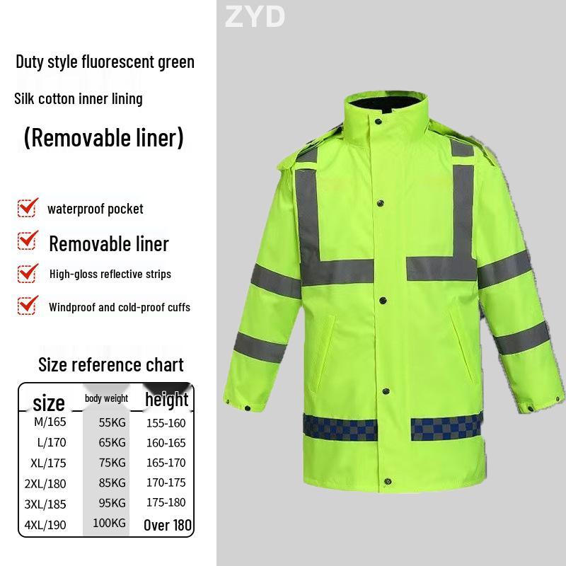 Reflective Raincoat Set for Traffic Duty and Flood Control - Men's Sanitation Labor Protection