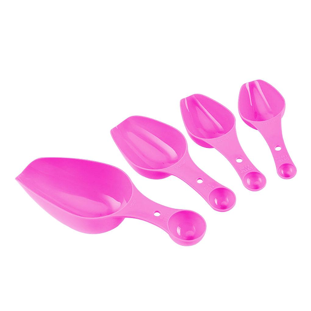 

4 шт. мерные ложки, чашки, набор, пластиковые 2 головки, мука, молоко, инструмент для выпечки розовый