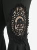 Rosegal Plus Size Skull Mesh Flocking Ruffles Floral Applique Pocket Flare Pants