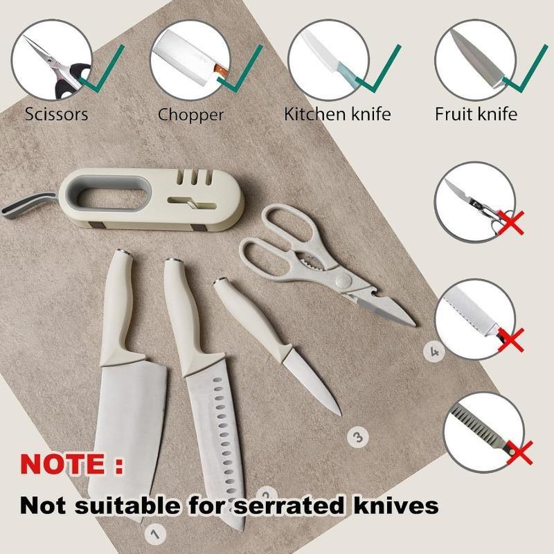 1pc 4-in-1 Knife Sharpener, 1 Kitchen Knife Sharpener with Non-Slip Base, Sharpener for Kitchen Knives, Sharpener for Ceramic Steel Knives