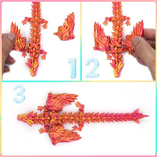 Yousheng 3D Printed Dragon Egg Figurine Movable Joints Flying Dragon Figure Fidget Toy Dragon Egg with Articulated Dragon Inside Decoration Ornament