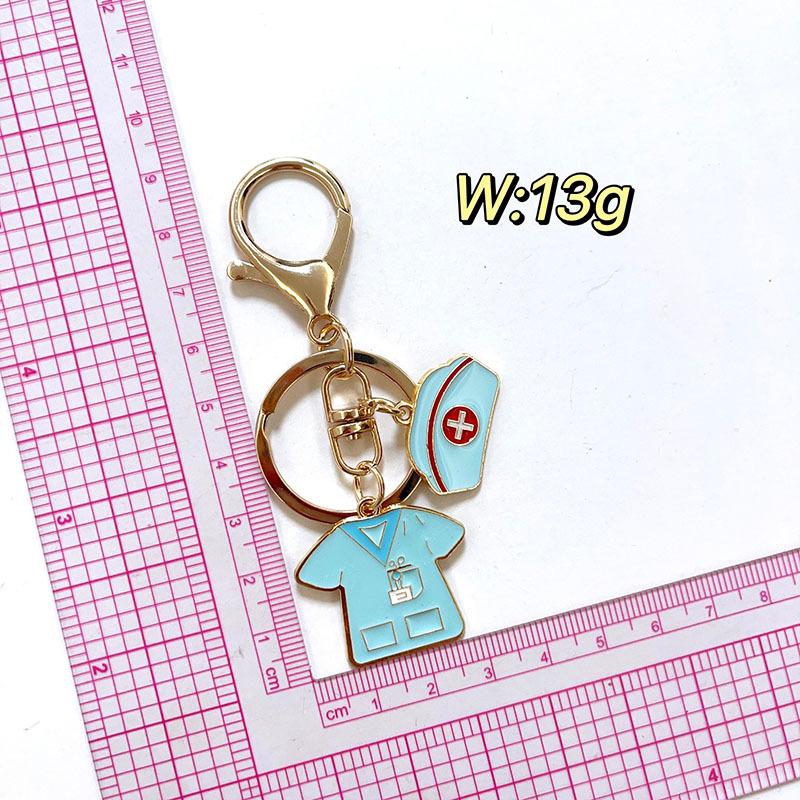 Nurses Day Medical Keychain with Nurse Cap Enamel Pendant синий
