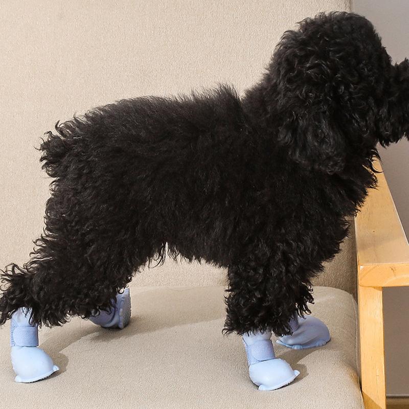 4pcs/set Dog Rainshoes for Small Medium Dogs Anti-slip Rain Boots Anti-dirty Outdoor Dog Shoes Puppy Ankle Boots Dog Accessories