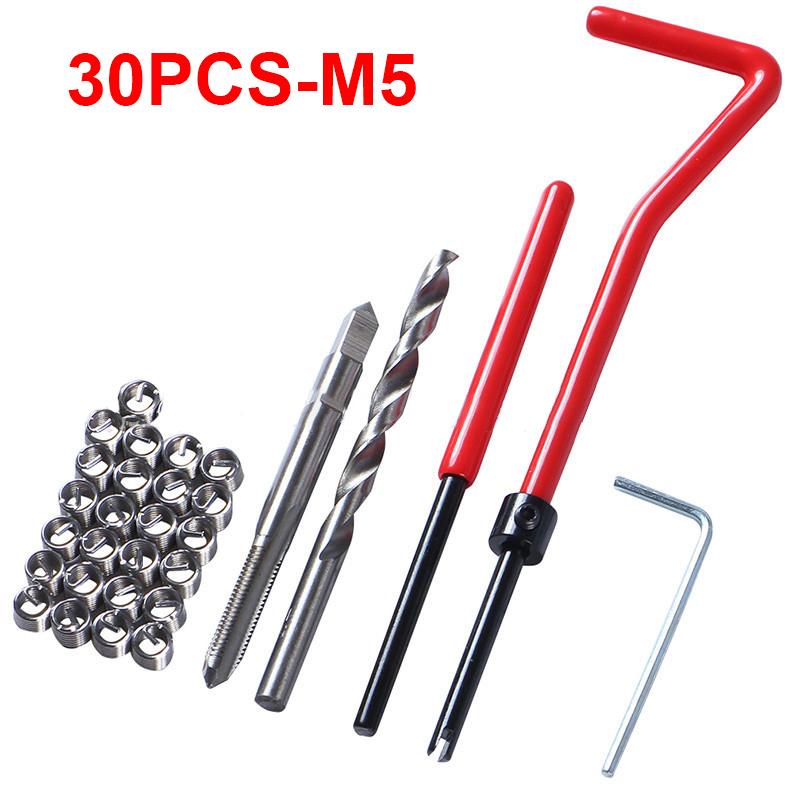 30pcs M5/M6/M8Thread Repair Set Metric Thread Insert Repair Tools Thread Repaire Kit Compatible Car Pro Coil Tools