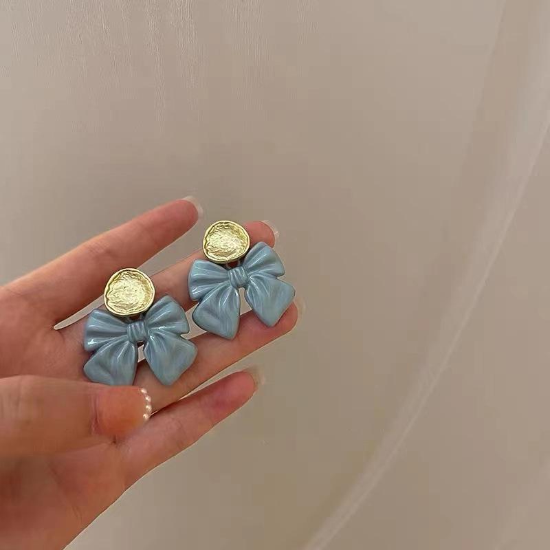 

Серьги-подвески из серебра 925 пробы с милым бантом для девушек - Трендовый нишевый дизайн для женщин синий