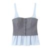 2025 Spring Women's Sweet Striped Strapless Patchwork Vest Top