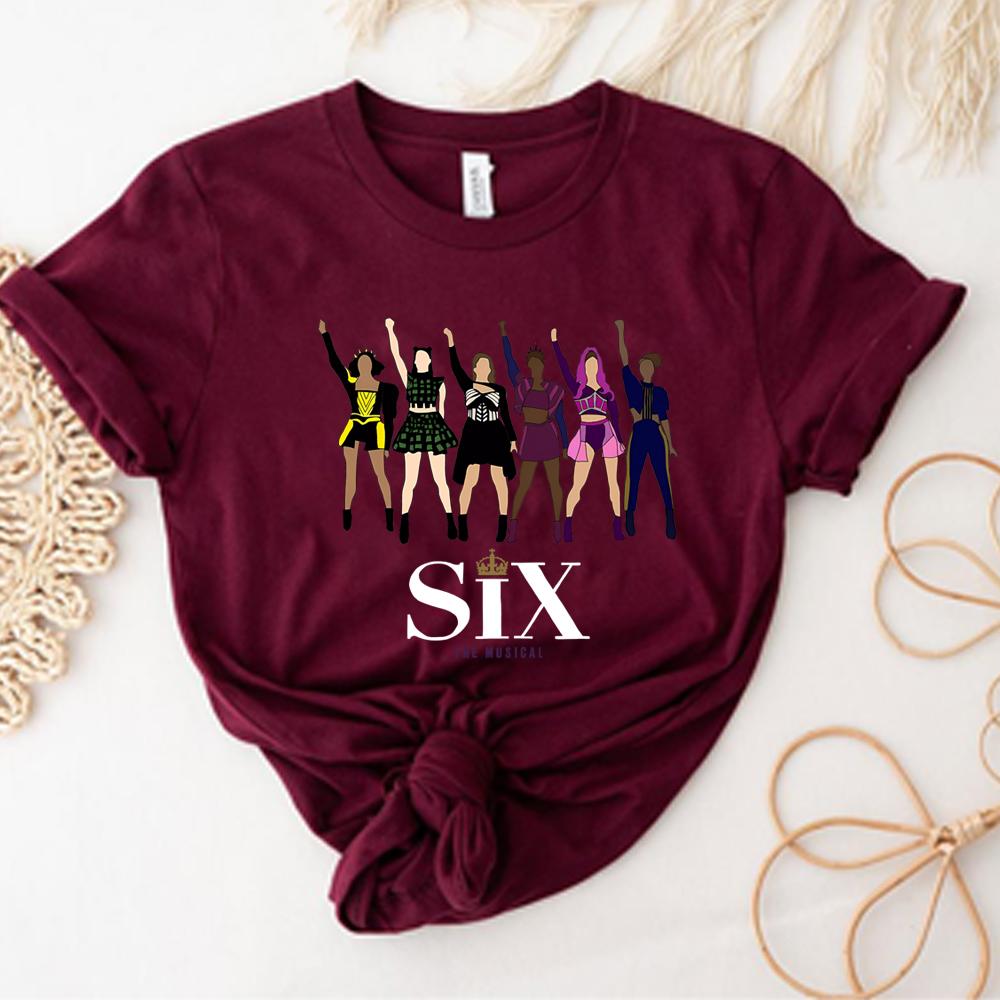 Sechs Musikalische T-Shirts Broadway Sechs Musical Druck Kurzarmshirt Musikalische Shirts Damen Lustiges T-Shirt Fans Geschenk Unisex Freizeit Oberteile