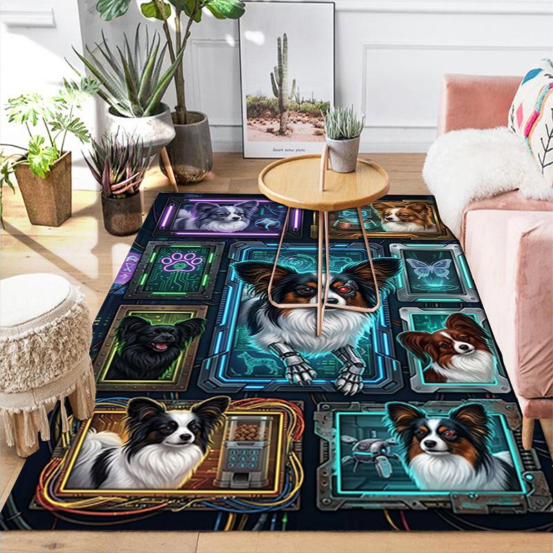 Cybernetic Canine Evolution Pattern Rug Floor Mat for Living Room or Bedroom Soft and Comfortable Carpet a Gift for Birthday and Holiday.