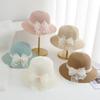 Girls' Lace Bow Sun Protection Straw Hat – Summer Outdoor Beach Bucket Hat