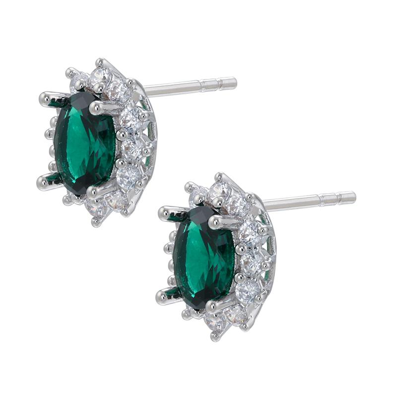 ZHUKOU oval stud earrings for women Multicolor Cubic Zirconia Piercing earrings fashion romantic stud earrings VE734